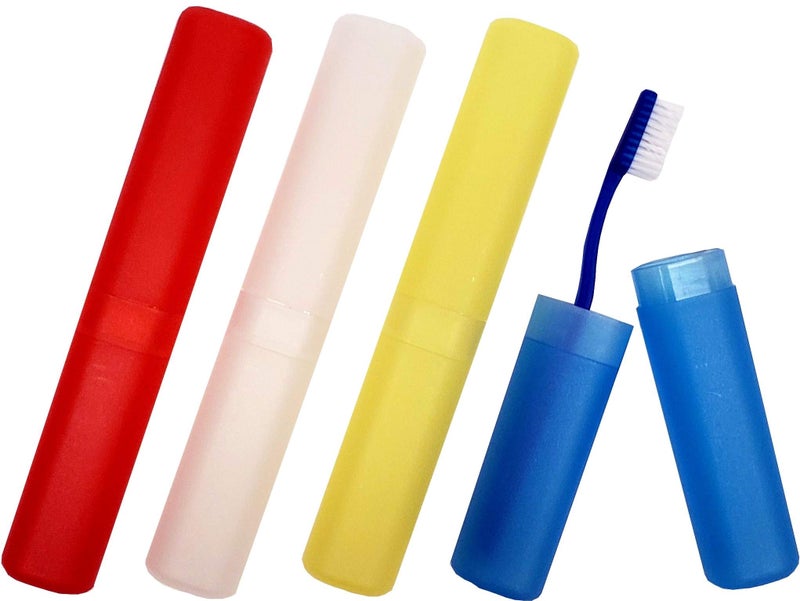 Freshmint (Pack of 100) Freshmint Toothbrush 2 Piece Holder Individually Wrapped Variety of Colors (Yellow, Blue, Clear, Red) - Image 1